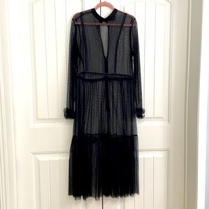 Black Sheer Swiss Dot Dress